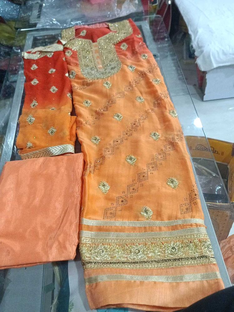 Orange Embroidered Salwar Kameez