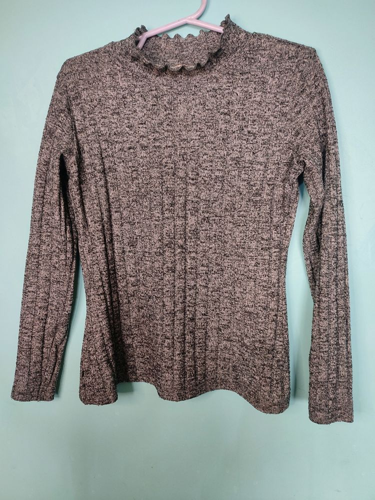 High Neck Winter Grey Colour Top