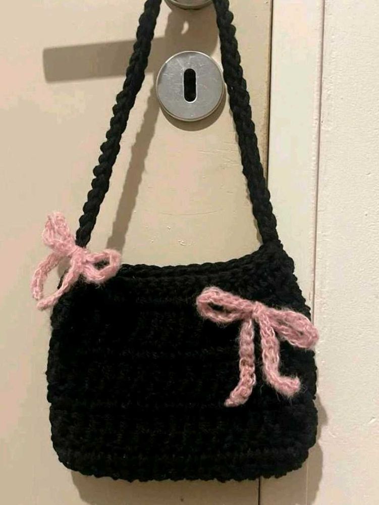 Black Crochet Bag