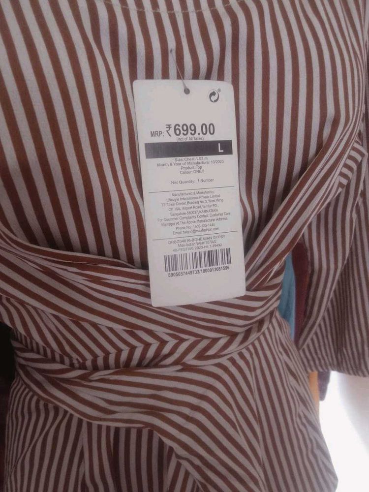 Striped Bohemian Top - Size L