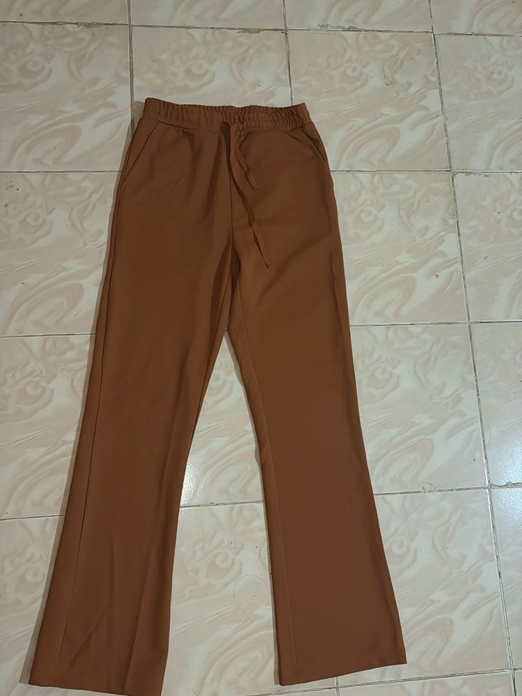 Brown Flared Leg Trousers