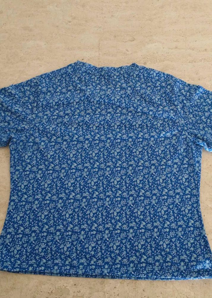 Blue Floral Print Top