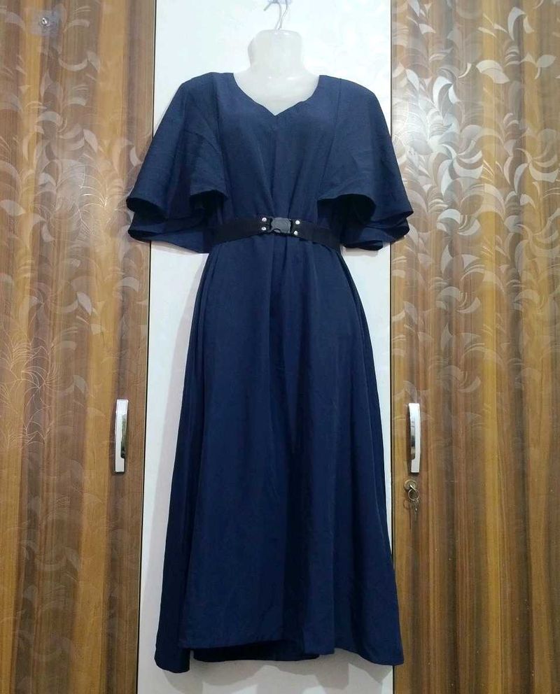 Elegant Navy Blue Midi Dress