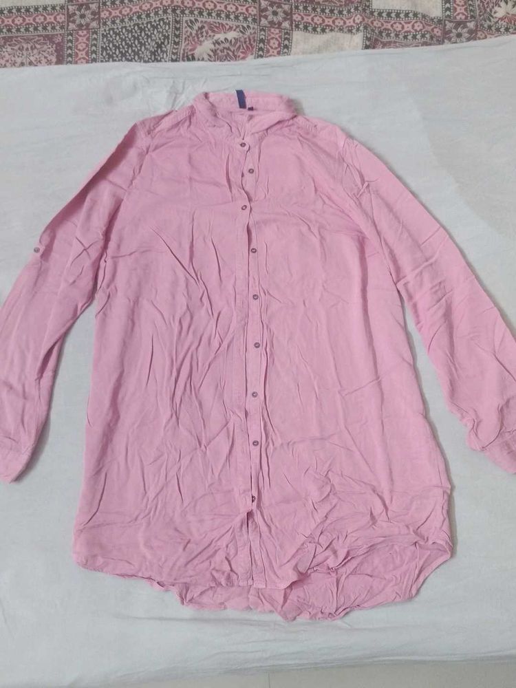 Pink Button-Down Tunic
