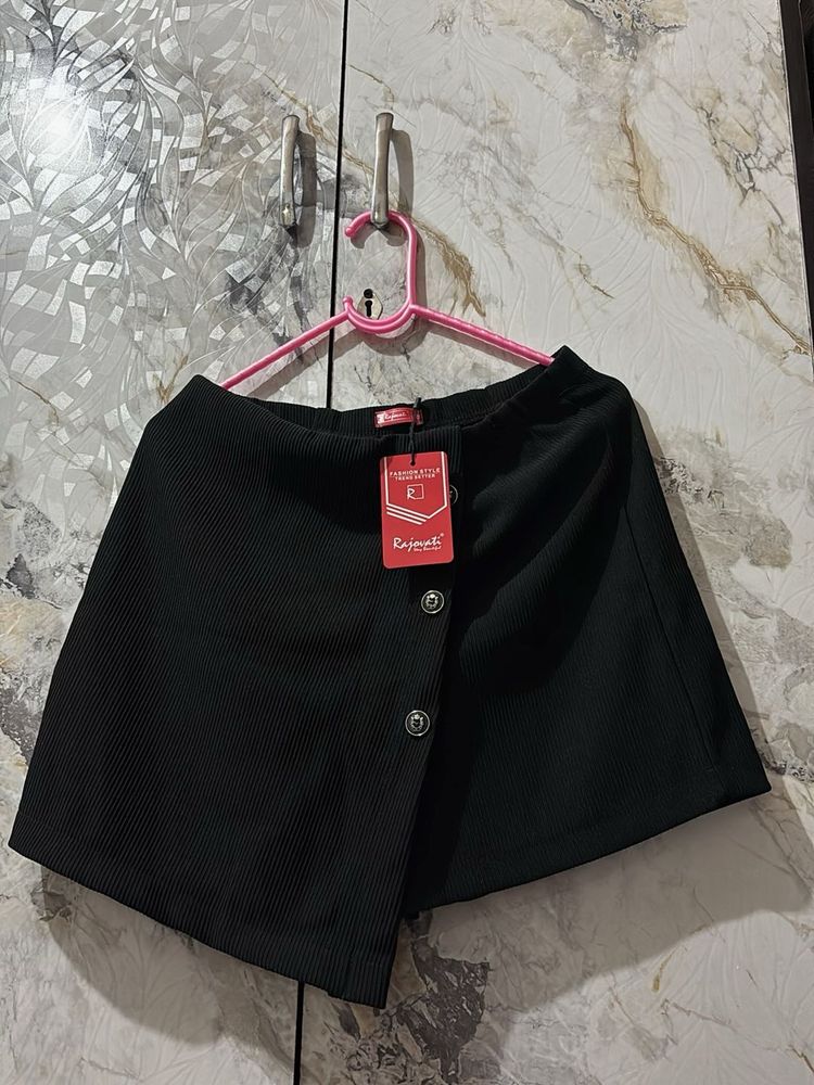 Asymmetrical Black Mini Skirt