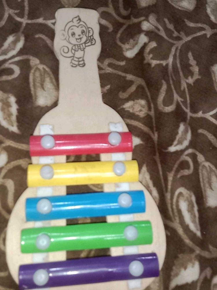 Colorful Wooden Xylophone Toy with Monkey