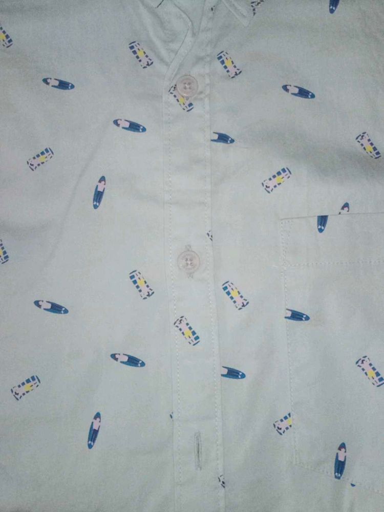 Surfboard Print Button-Down Shirt