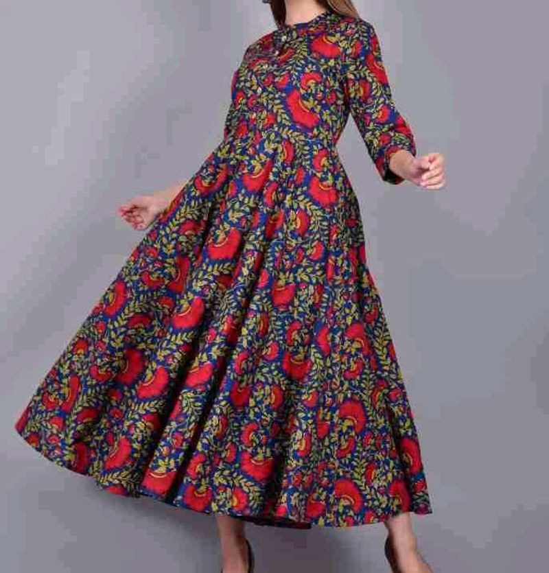 Gulmohar Jaipur Floral Print Anarkali Kurti