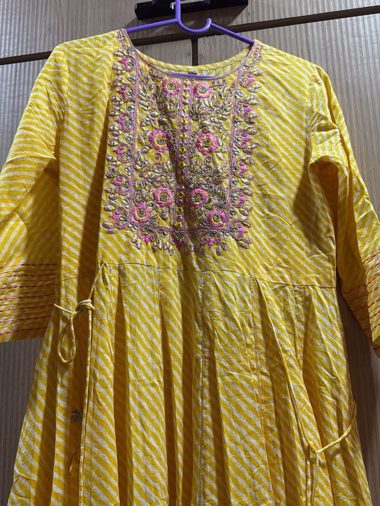 Yellow Embroidered Kurta