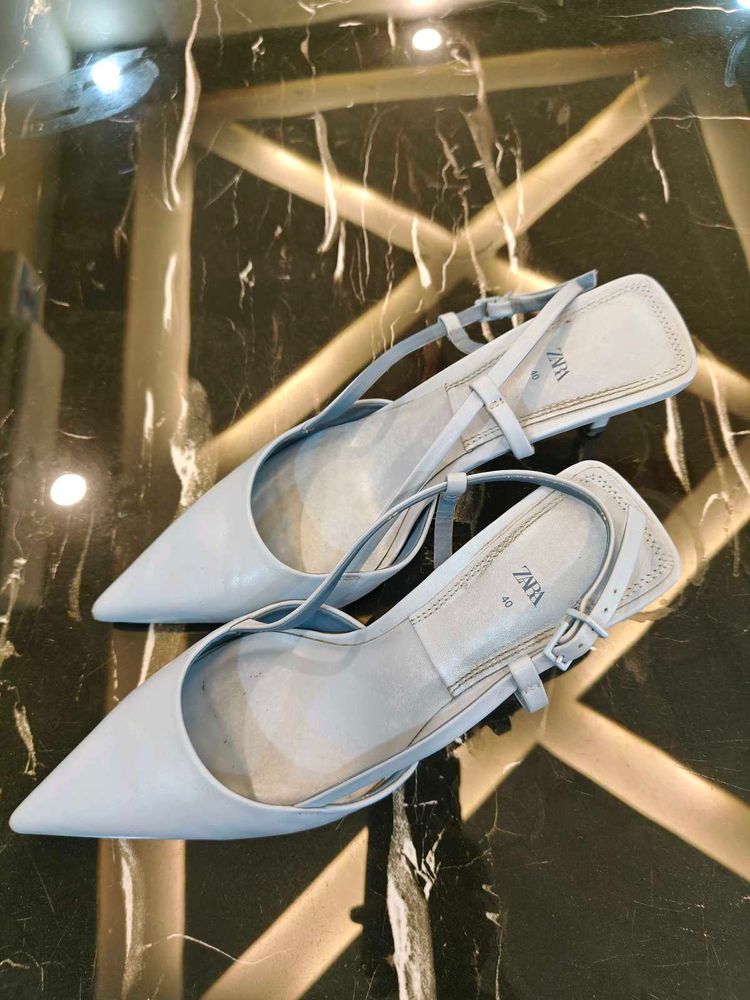 Last Price!!Zara Light Blue Slingback Heels