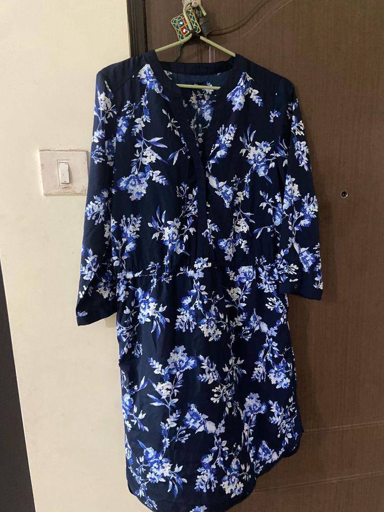 Floral Print Navy Dress