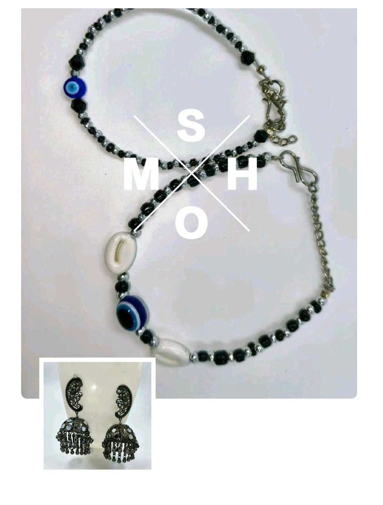 Combo Of Evil Eye Anklet &amp; Earring Set