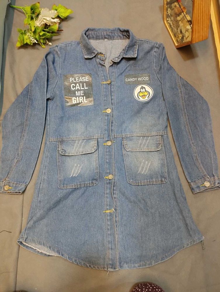Denim Dress with Patches
