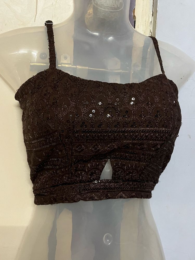 Pintrest padded sequins brown top