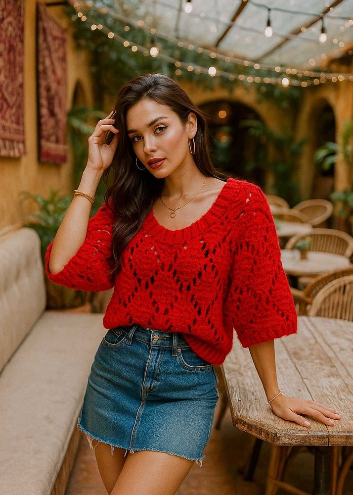 Pinterest Oversized Hot Red Crochet ()