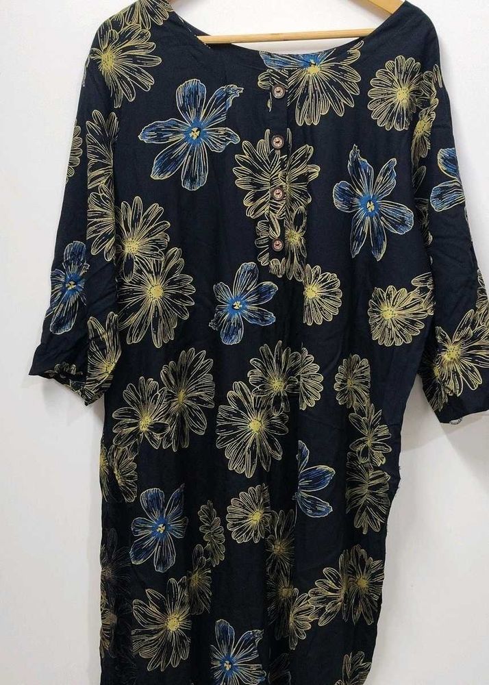 Black Cotton Kurta- 6XL