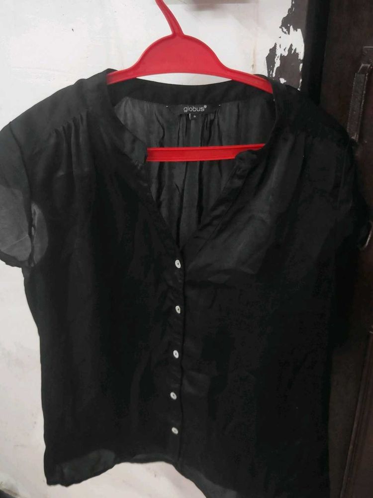 Black Button-Down Blouse