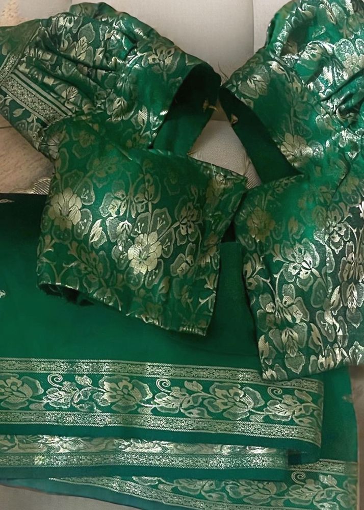 Emerald Green Banarasi Silk Saree