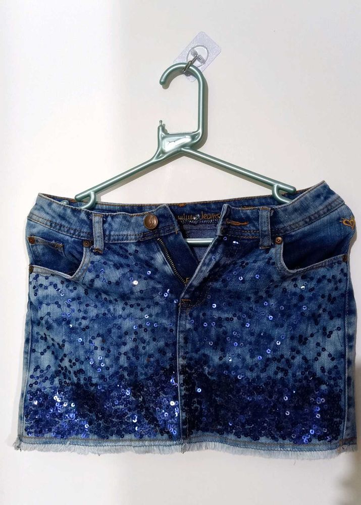Y2K Sequin Embellished Denim Mini Skirt