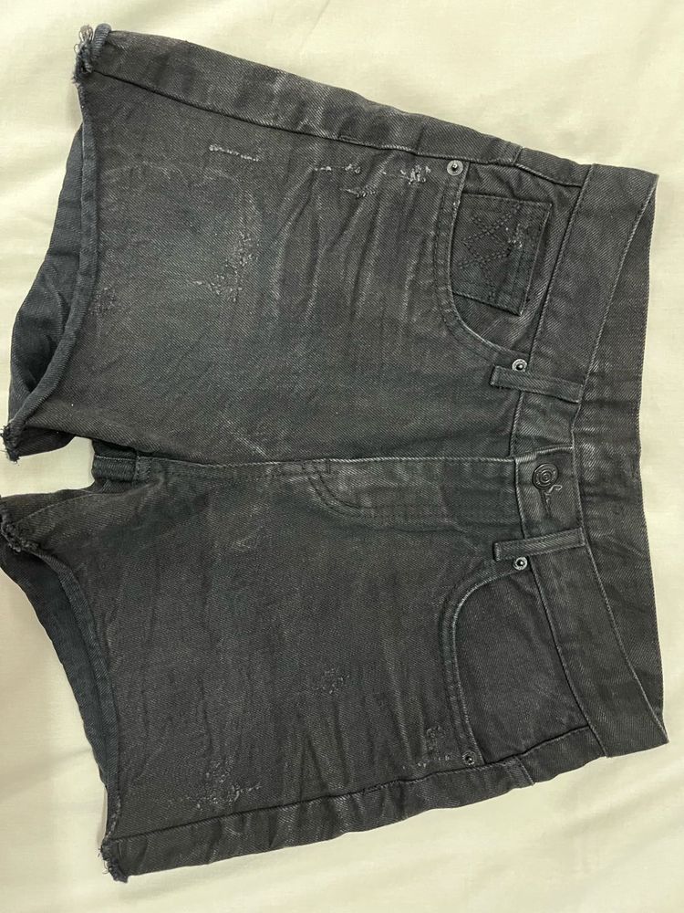 Black Denim Shorts