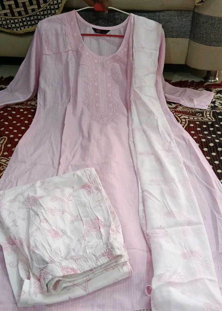 Pink Embroidered Kurta Set