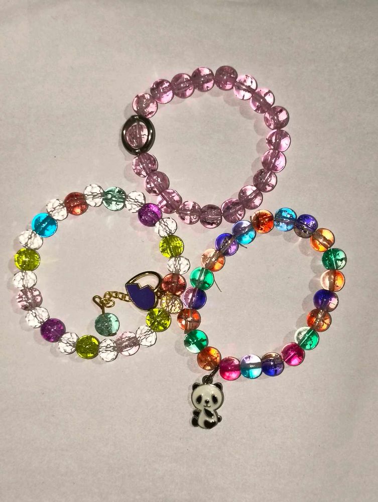 Pack Of 3 Beaded Charm Bracelet Set
