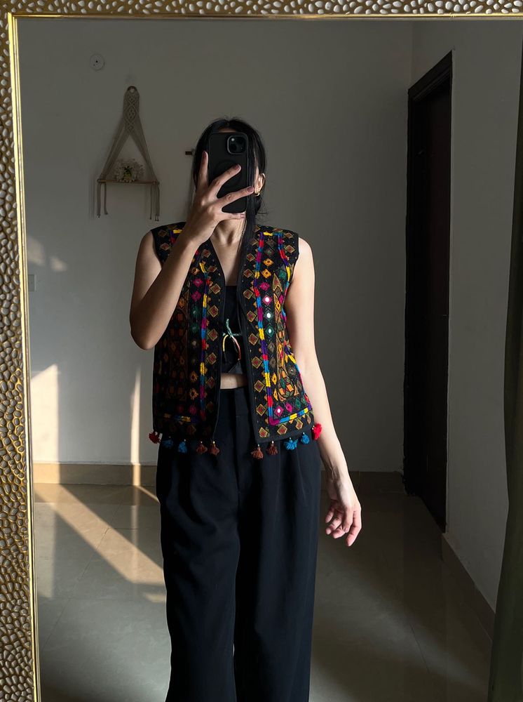 BOHEMIAN ETHNIC MIRROR WORK WAISTCOAT
