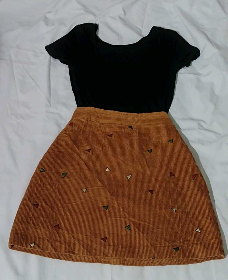 Brown Corduroy Skirt