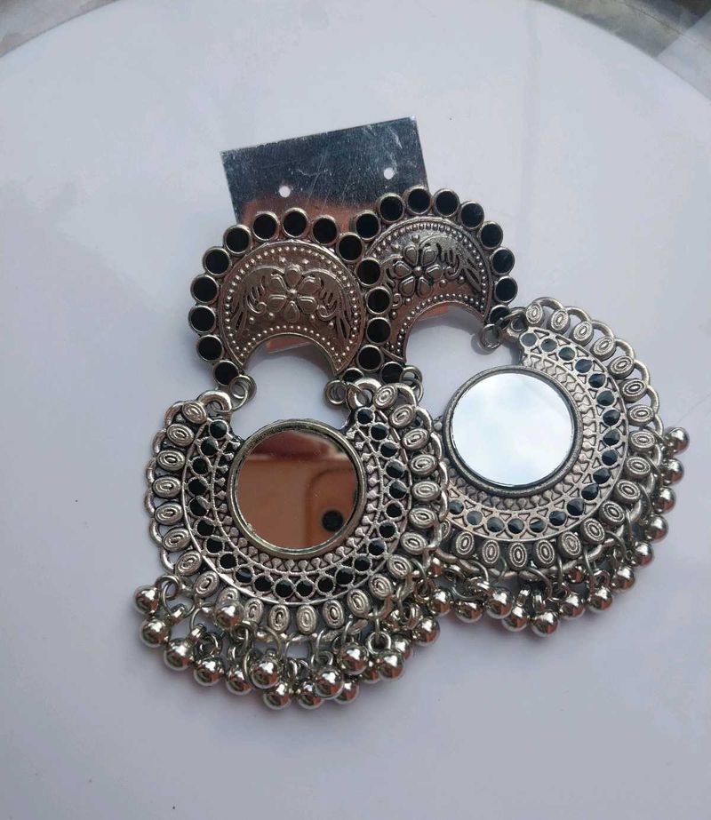 Mirror Chandbali Earrings