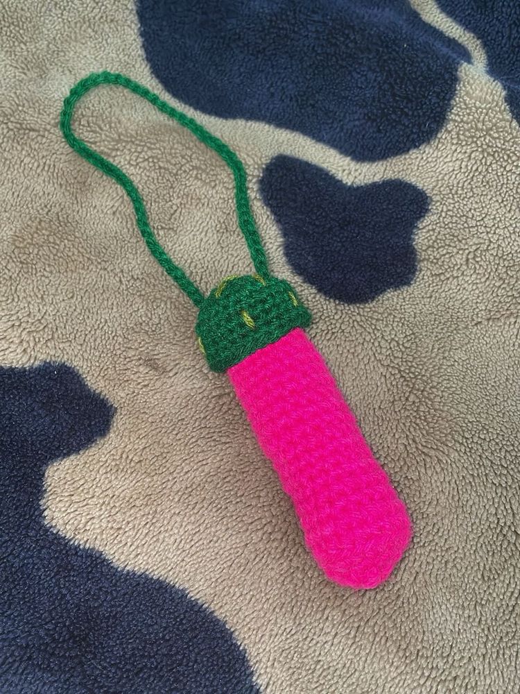Crochet Lipstick Keychain