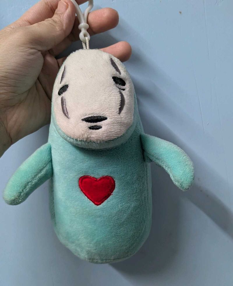 No Face Plush Keychain Aqua Blue