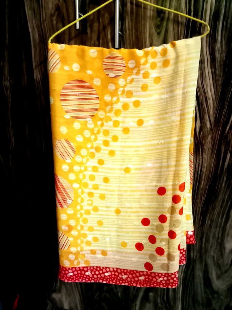 chiffon yellow saree