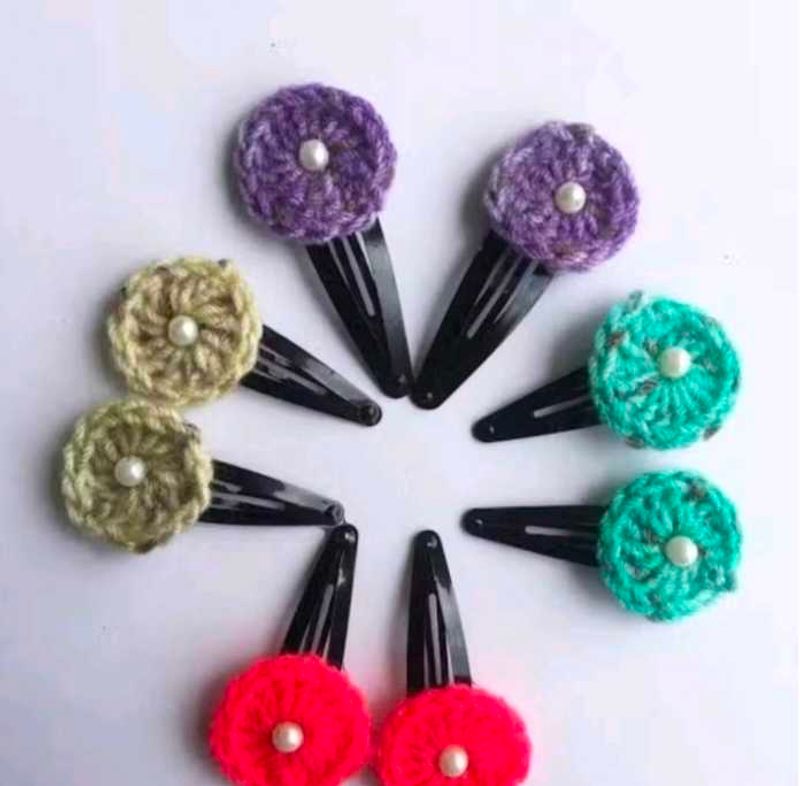 Cute Crochet Flower Hair Clips