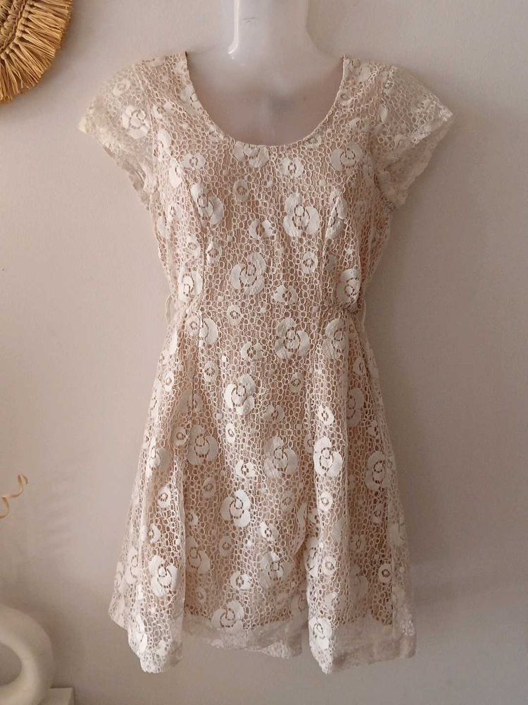 Rhapsody Aesthetic White Lace Dress
