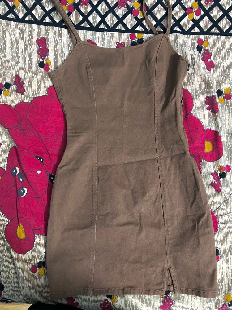 H&amp;m Brown Demin Dress
