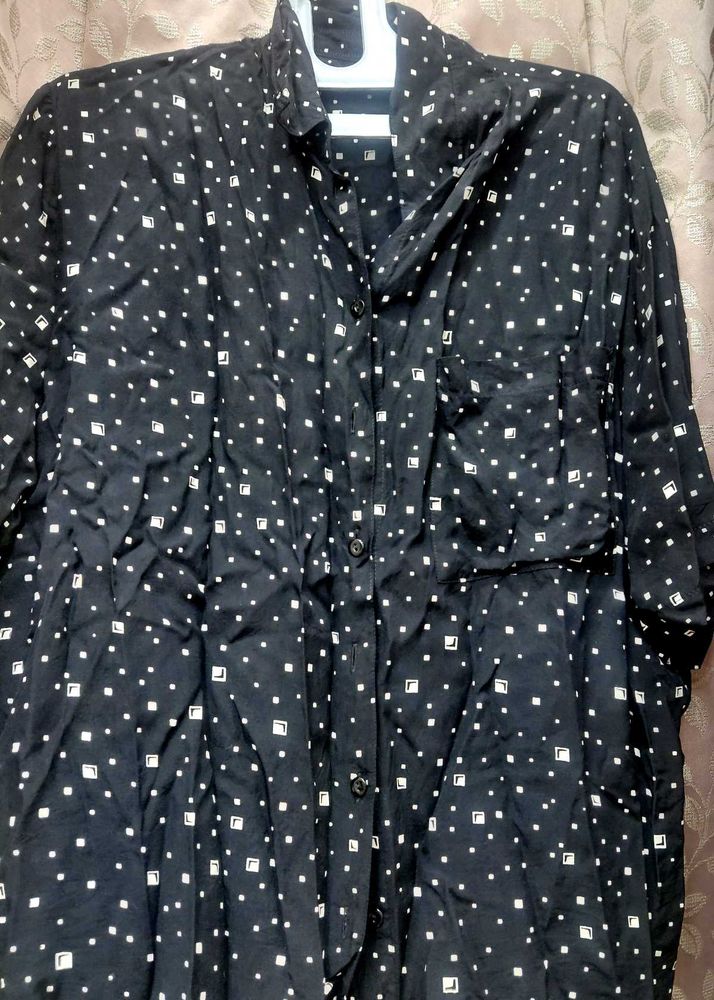 Patterned Black Shirt