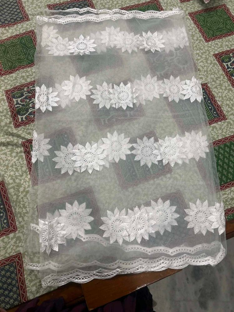 Elegant Net Dupatta with Floral Embroidery