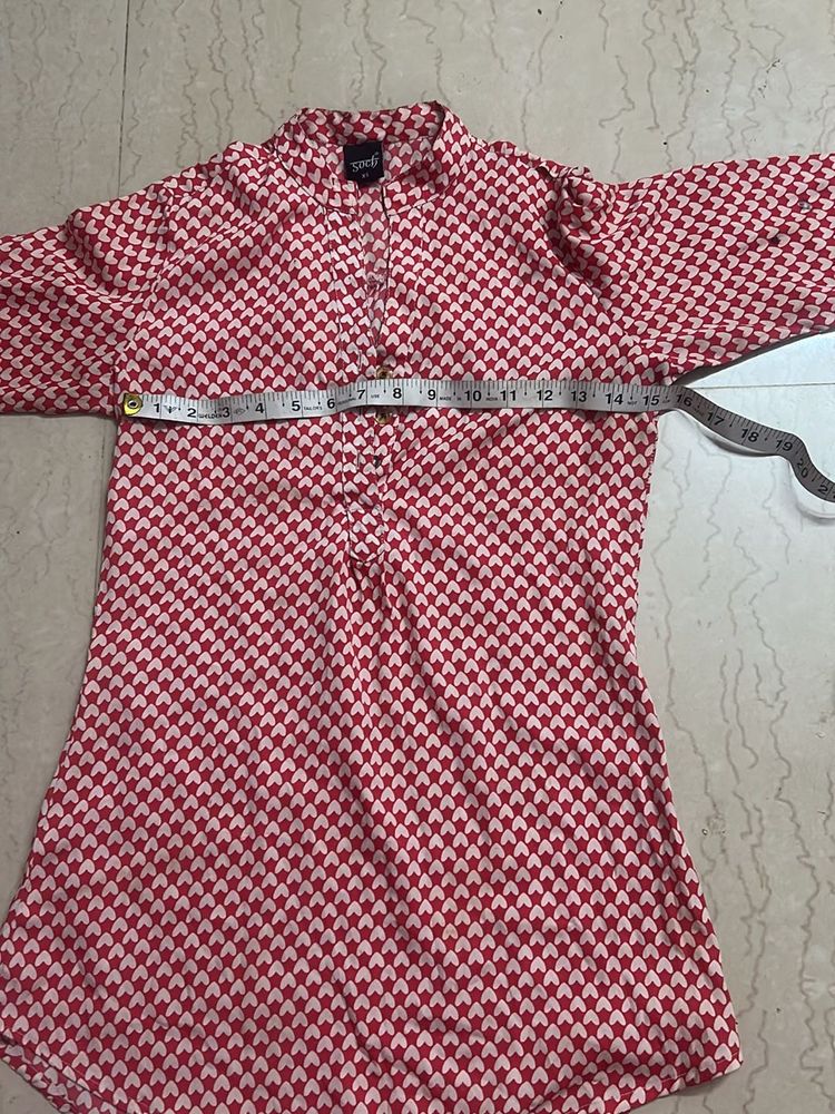 Kurta Set With Duppatta Free Red Heart Design Top