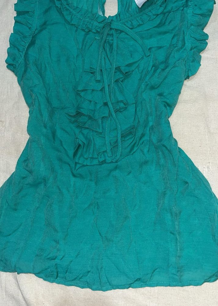 Green Ruffle Top