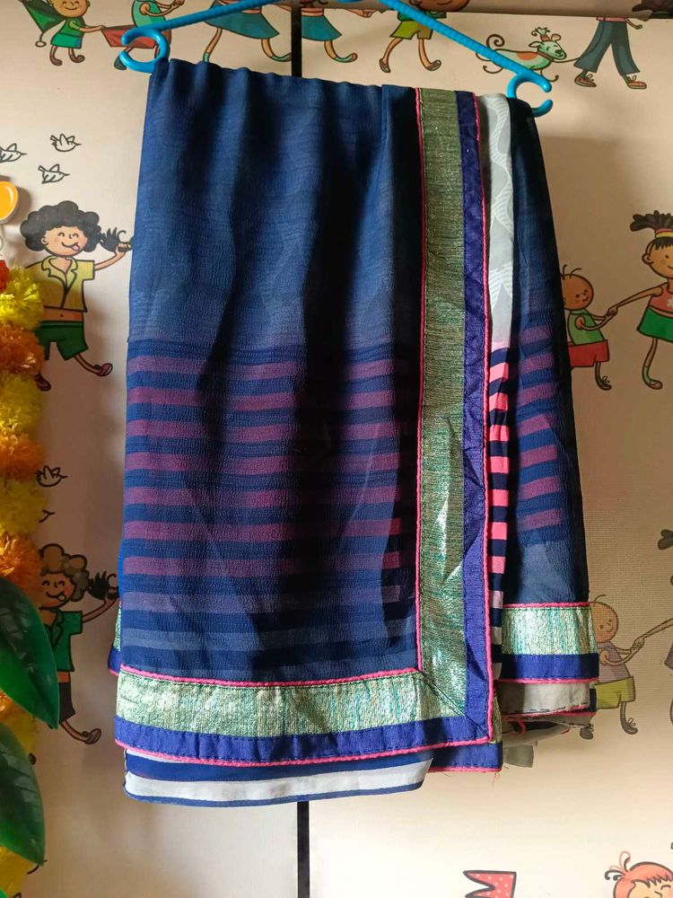 Blue Striped Saree