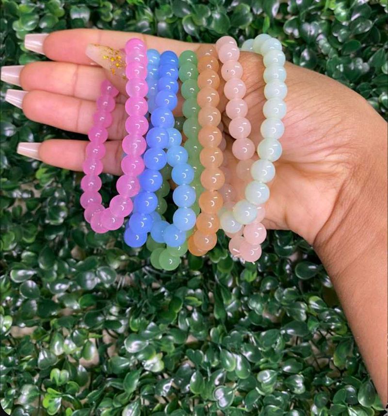 Handmade Jelly Glass Bead Colored Bracelet 💗