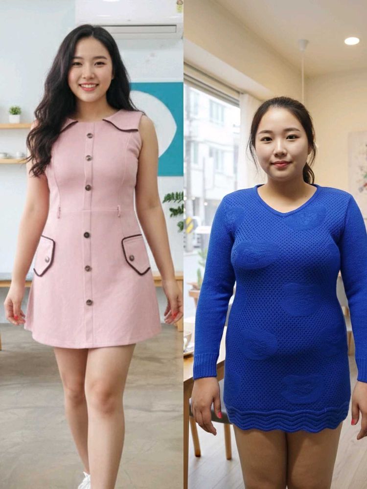 Cute Pink Dress and blue sweater