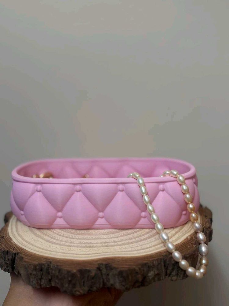Pink Quilted Jewelry Tray - 3D printed