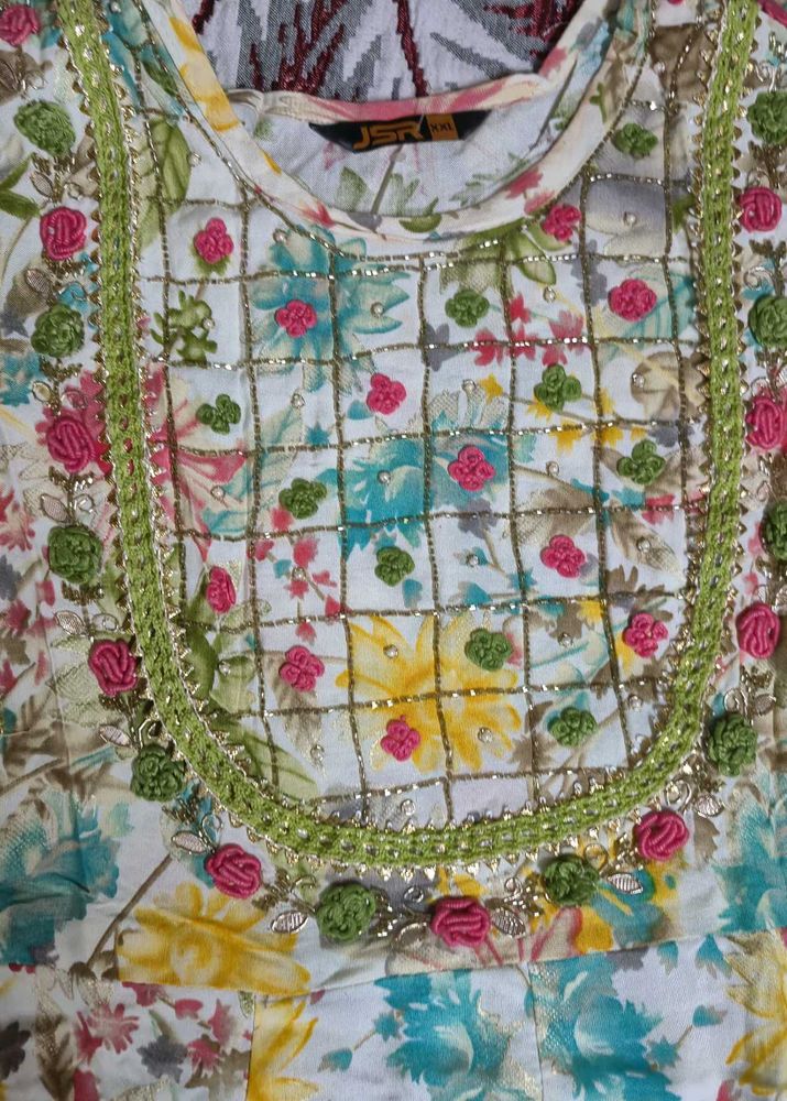 festive And Wedding Floral Ararkali Kurta set