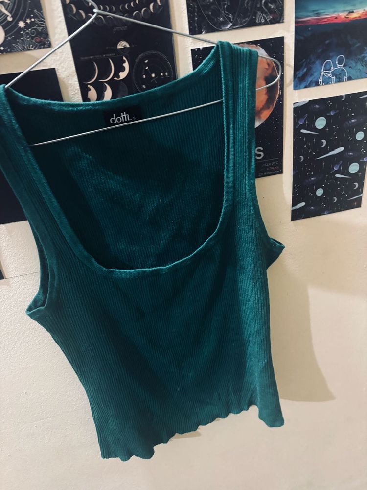 Green Ribbed Tank Top