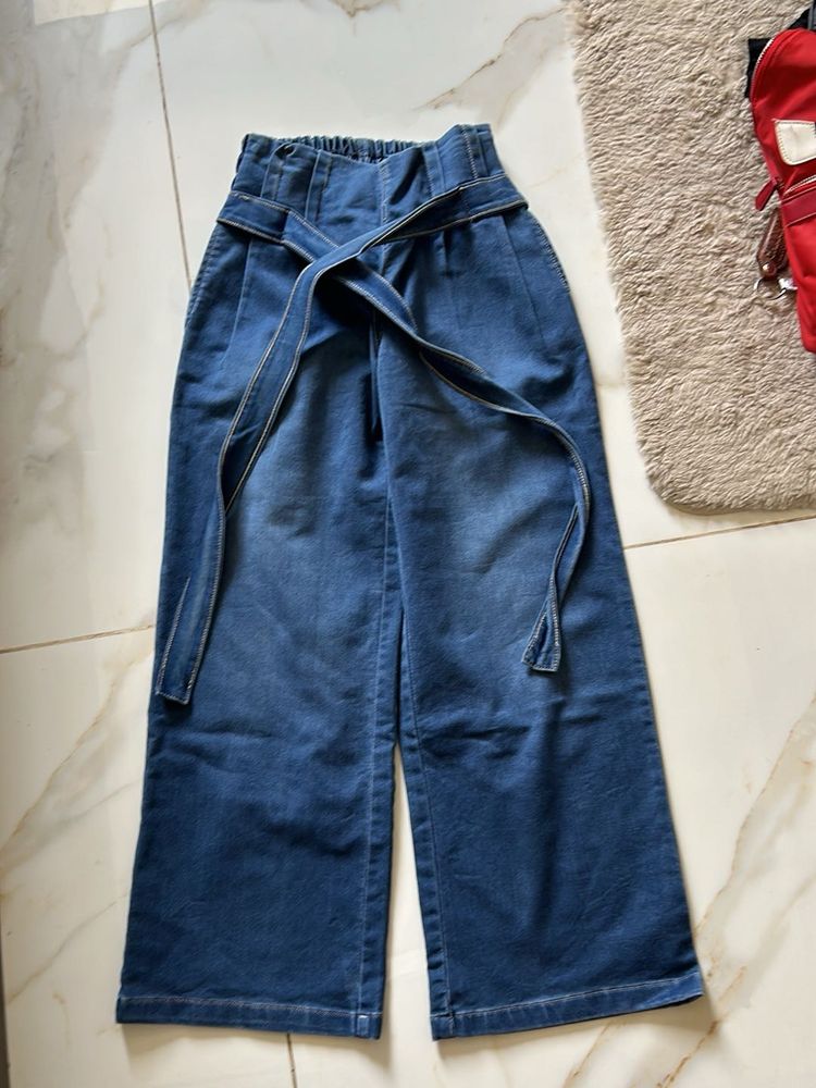 High-Waisted Denim Culottes