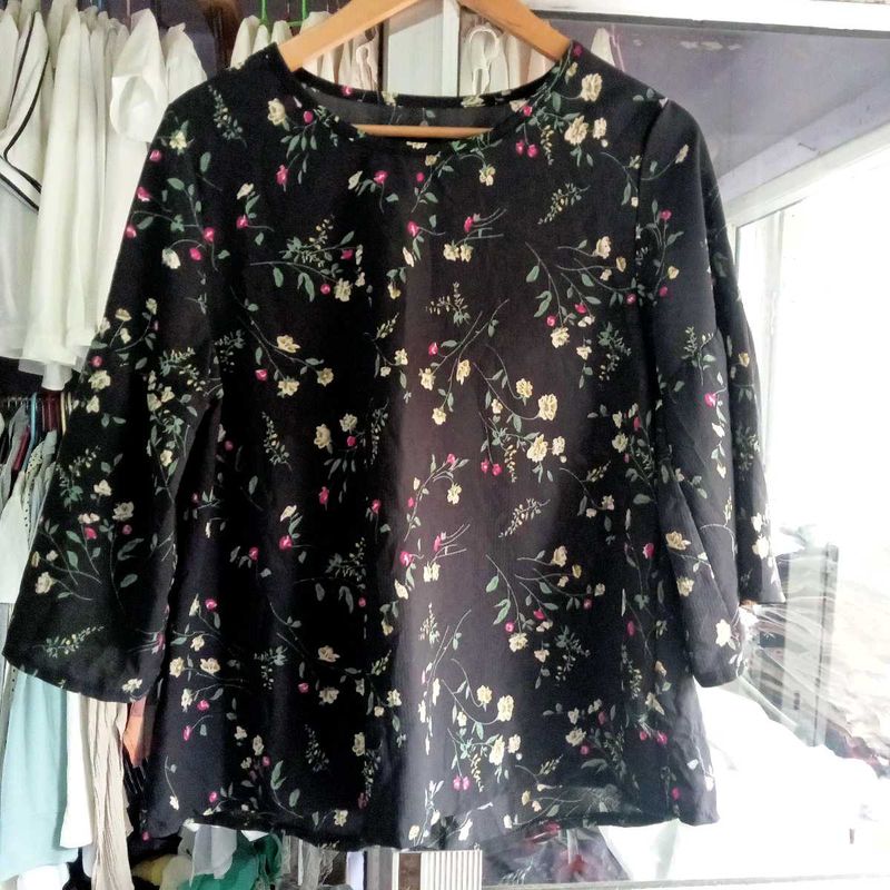 Black Floral Top