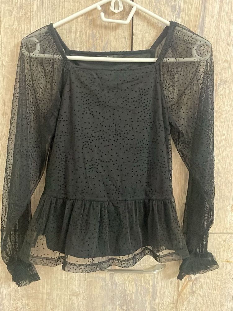 Black Polka Dot Top