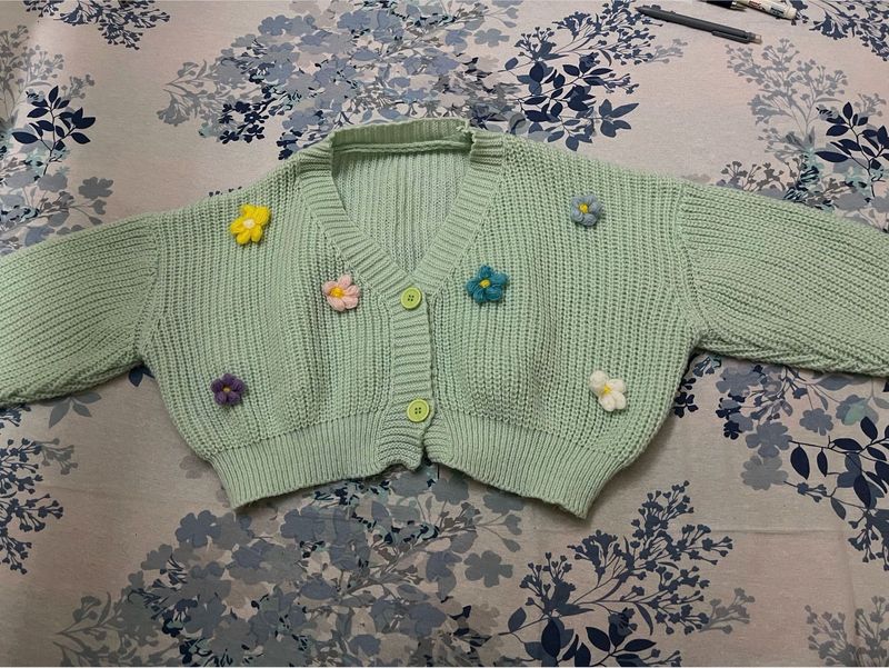 Cute Floral Knit Cardigan