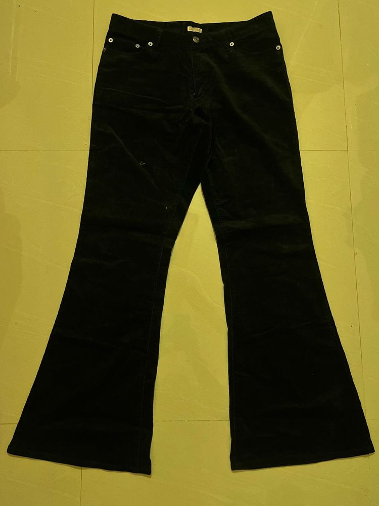 Black Flared Velvet Pants
